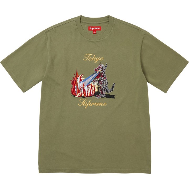 Supreme Monster S/S Top Embroidered Tee Light Olive Green SS26