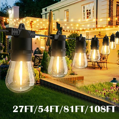 #ad #ad 54ft 108ft String Lights S14 LED Shatterproof IP65 for Outdoor Garden Patio Yard $56.99