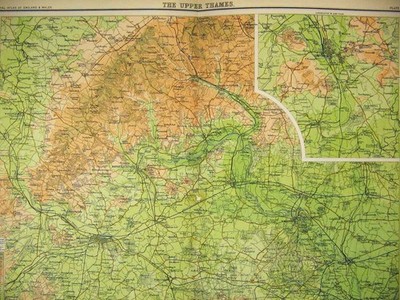 Original alter antiker Druck 1898 Karte Upper Thames Central London Durham York