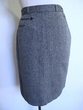 Vintage 50s 60s Evan Picone Gray Herringbone Wool Pencil Skirt XXS 24.5" Waist