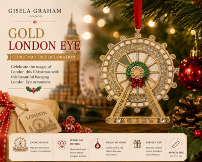Gisela Graham London Eye Christbaumschmuck Gold London Landmark Ornament