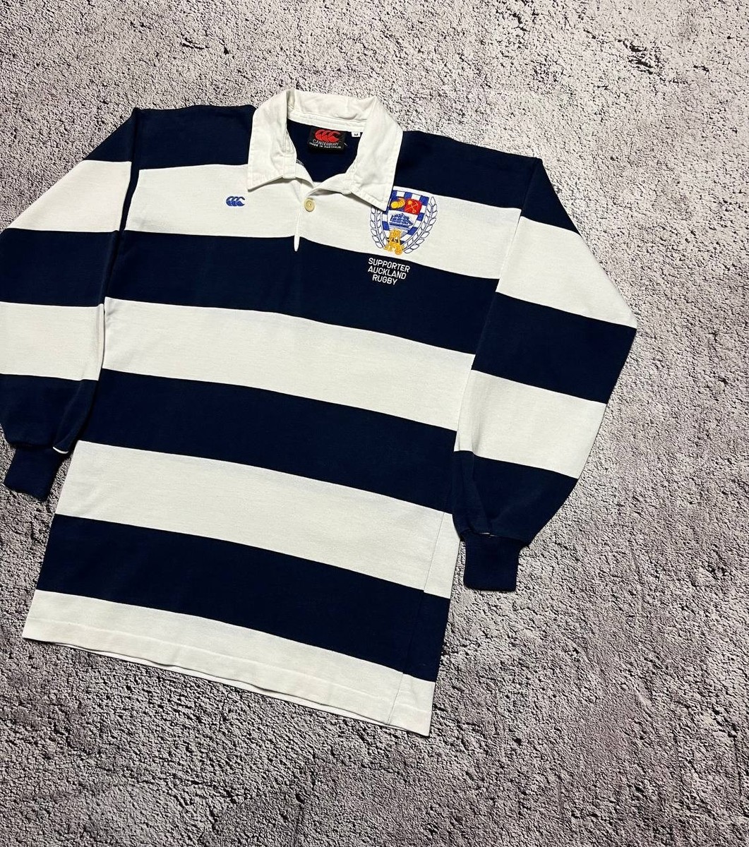 Canterbury Auckland Rugby Supporter Long Sleeve Striped Polo Shirt