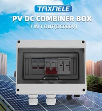 Caja combinadora protec solar PV DC 1 entrada 1 salida 600V IP65 MCB SPD fusible