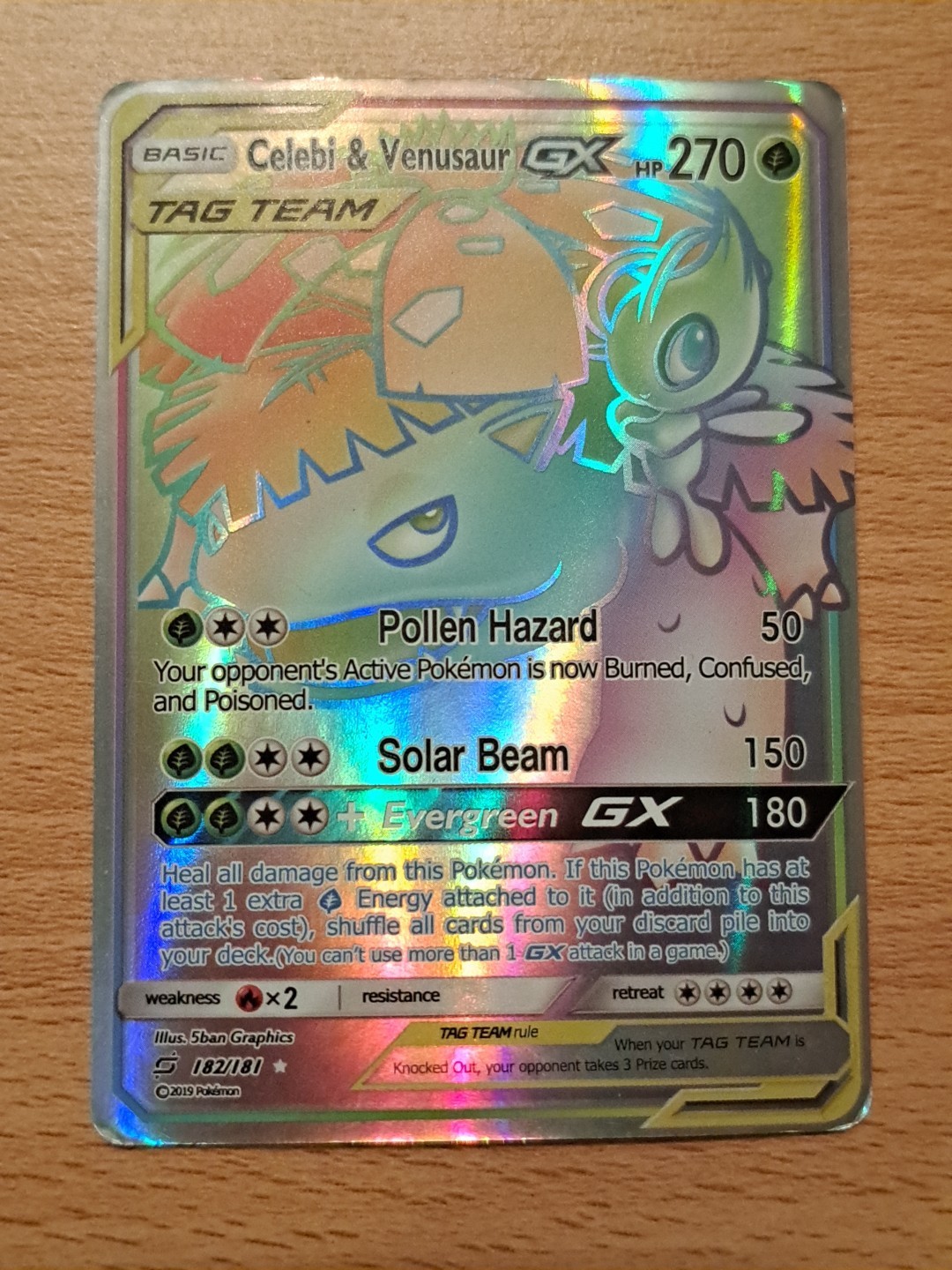 #Celebi & Venusaur GX (Secret) #182/181 Secret Rare,Holo Heavily played Pokemon