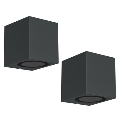 2x Wandleuchte ALSE für außen IP54 Downlight anthrazit matt eckig 1x GU10 max.