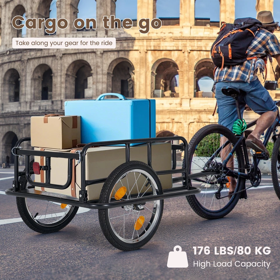 Remolque de carga para bicicletas MOONCOOL carro de almacenamiento portabicicletas 160 lb capacidad de carga Foto 3 de 4