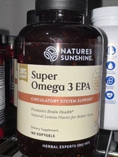 Natures Sunshine Super Omega 3 EPA Brain & Circulatory Support 180 Softgels 🔥🔥