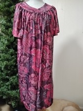 vintage womens house dress muumuu lounger vibrant floral boho usa made large