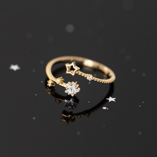 14ct Gold-Plated Star Open Ring Adjustable Celestial Minimalist Jewelry