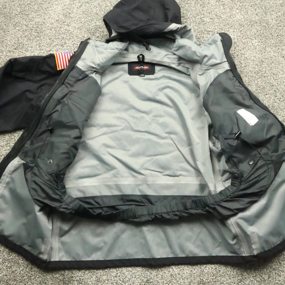 TRU-SPEC Rain Jacket Mens S Black Waterproof Tactical US Flag Patch Hooded - Image 4 of 4