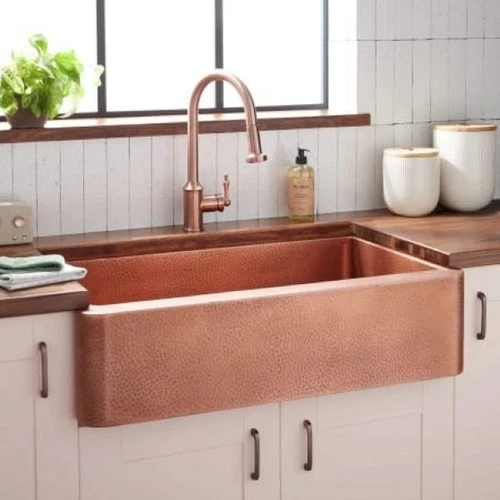 New Signature Hardware 305572 Fiona 36 Farmhouse Single Basin Hammered Copper Ki - Picture 1 of 2