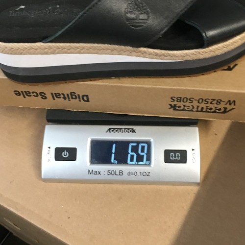 Timberland Sandals Womens 8 Santorini Sun 2 Slide Black Leather Crisscross Wedge - Picture 17 of 18