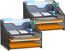 Samstar 2 Pack Mesh Desk File Organizer Letter Tray Holder, Desktop 2 