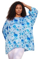 Curve Floral Print Dipped Hem Top