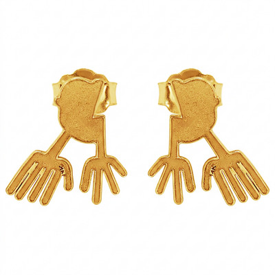 14K Gelbgold Nazca Linien Hände Geoglyphen Ohrstecker Weltwunder Peru Kunst