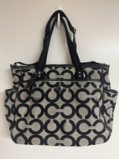 Coach Baby Diaper Bag Authentic Signature Canvas Leather Trim