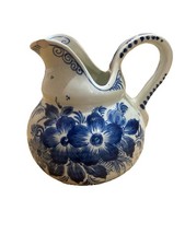VTG Royal Gouda Deflt Blue & White Floral Holland Small Pitcher/Creamer *Chipped