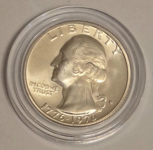 1976 S (Silver) Washington Quarter - BU Condition - 40% Silver In Capsule