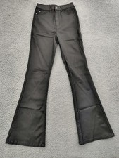 Nasty Gal Collection Pants Womens 6 Black Coated Flare High Rise Stretch Dressy