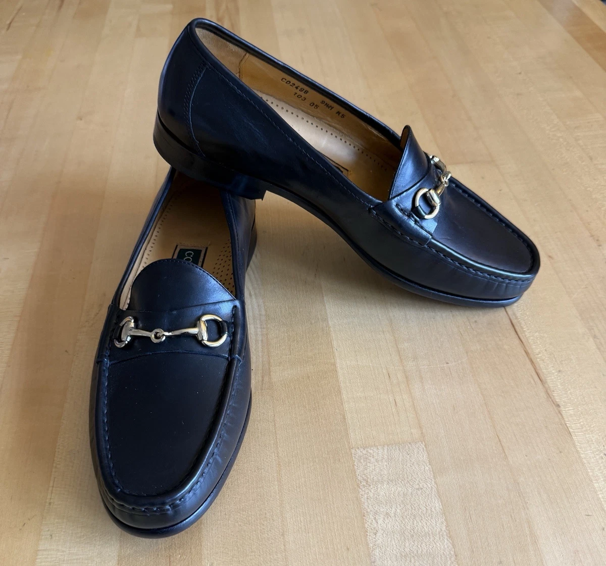 Cole Haan Mens Black Leather Slip On Loafers Moc Toe C03557 Size 9.5W Driving Cole Haan Men main image 2