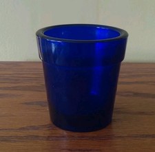 Vintage Cobalt Blue Glass Candle Votive, Made in USA, 2.5" tall.