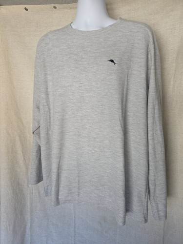 Tommy Bahama Thermal Shirt Mens XXL Gray Long Sleeve Waffle Knit Tee