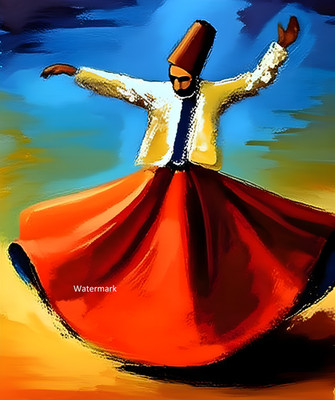 Sufi Whirling Dervish Digital Wall Art Printable Spiritual  Artwork Wallpaper