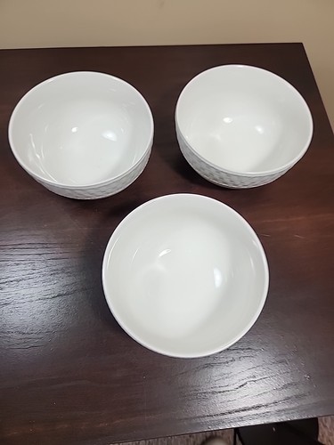 American Atelier Weave White Set di 3 ciotole per cereali 5 3/4" bordo in tessuto cesto - Foto 2 di 8