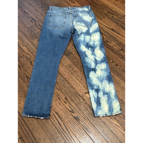 NWT Frame Womens Le Beau Crop Blue Sunbleach Spotted Straight Leg Jeans Size 27 - Picture 2 of 9