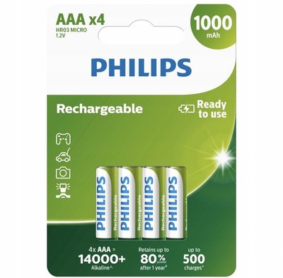 Akumulatory Philips Rechargeable AAA 1000mAh