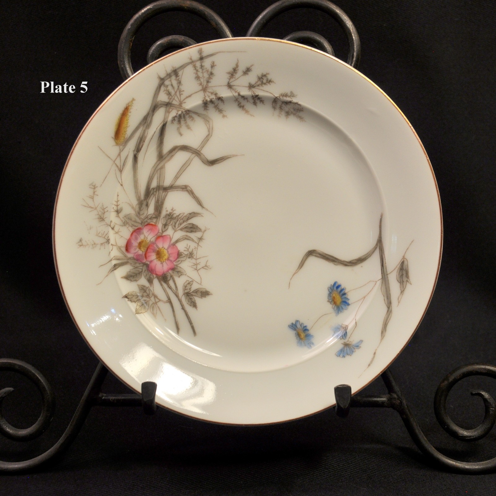 CFH Charles Field Haviland Limoges Set 7 Salad Plates Wild Flowers 1868-1881 HTF
