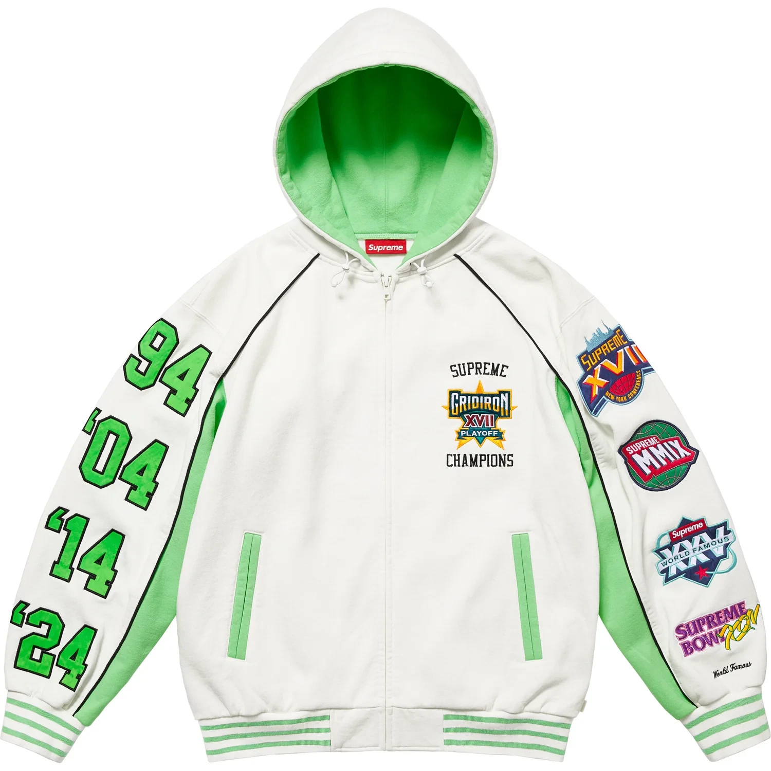 Sweat à capuche zippé blanc Supreme Playoffs taille : Medium neuf avec étiquette authentique