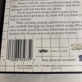ZILLION The Mega Cartridge (Sega Master System SMS) Game And Box