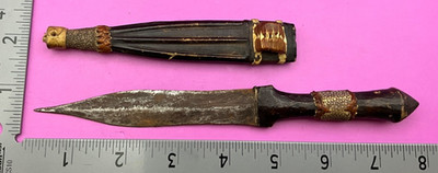 VINTAGE DAGGER DEFLEF? NORTH/WEST AFRICA HAND SEWN LEATHER SHEATH & HANDLE (#40