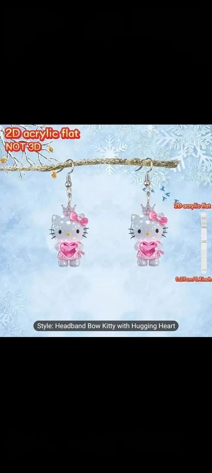 Lindos Pendientes Acrílicos Hello Kitty Colgante Rosa Pastel con Lazo Nuevos 0036 Foto 4 de 4