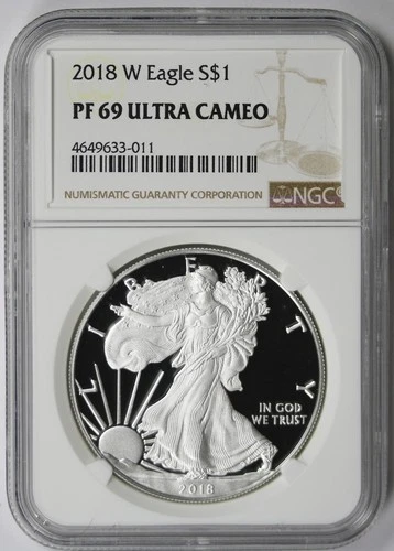 2018-W American Silver Eagle $1 Proof PF 69 Ultra Cameo NGC