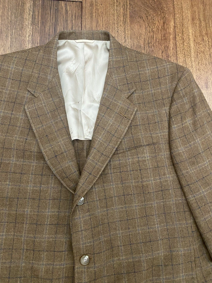 Blazer vintage Bobby Jones para hombre 44R abrigo deportivo de golf chaqueta a cuadros beige Foto 2 de 4