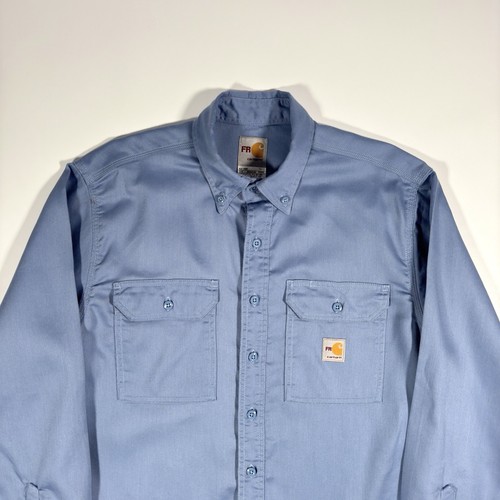 Blaues Carhartt Flame Resistant Long Sleeve Lightweight Twill Work Shirt Medium - Bild 4 von 11