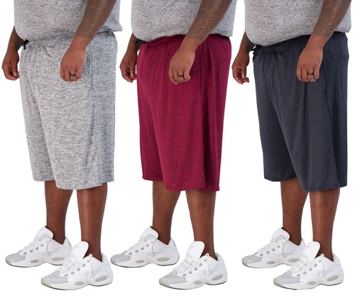Men'S Big & Tall 3-Pack Dry Fit & Mesh Active Athletic Perfomance Shorts (3X-5X)