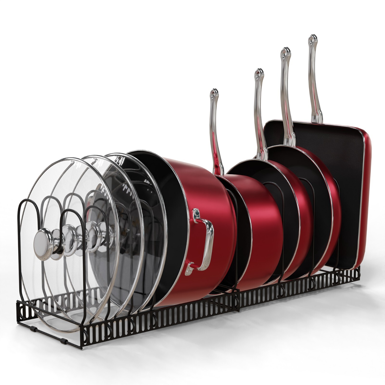Expandable Kitchen Pan Stand Saucepan Pot Rack Cupboard Storage Organiser Holder
