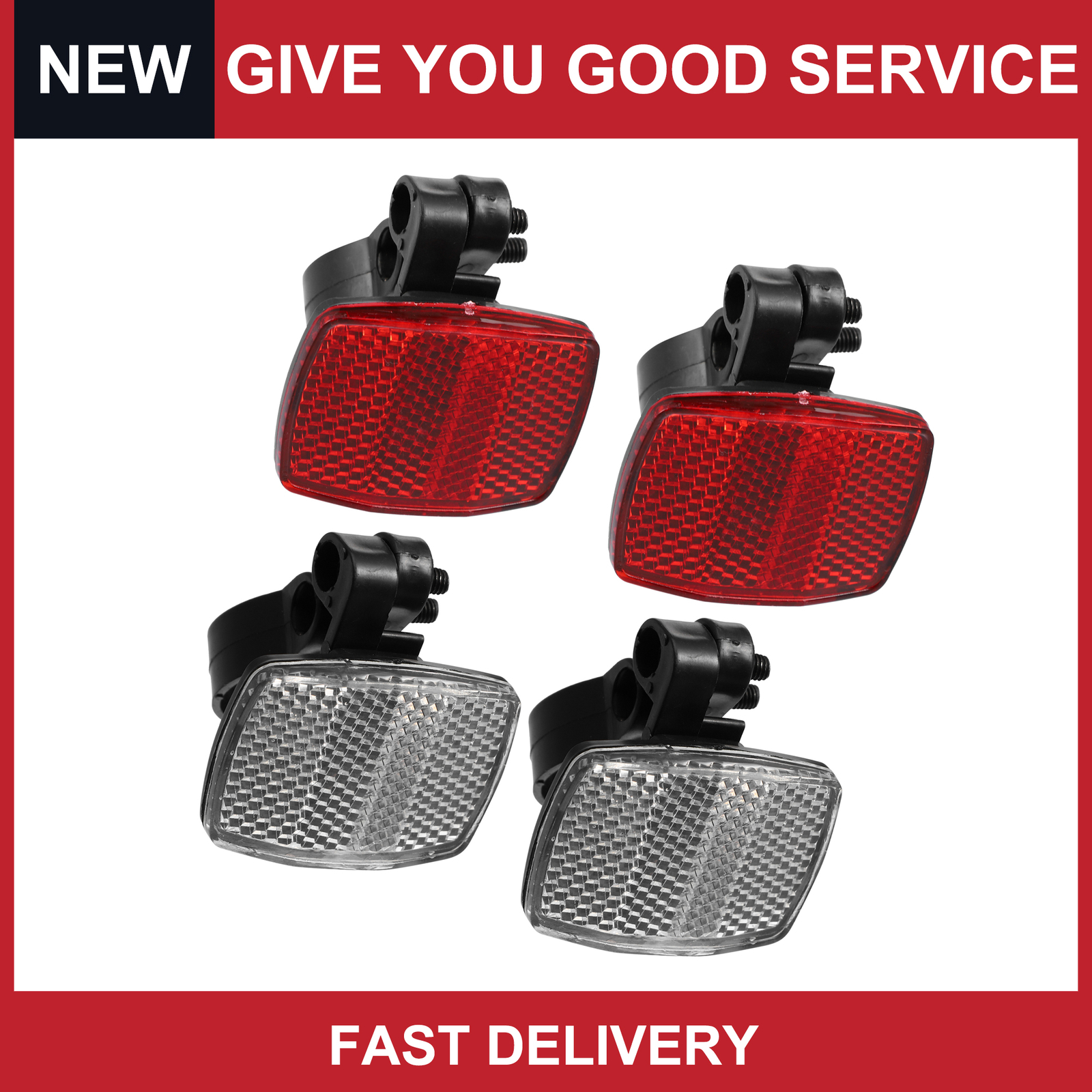 (New) Universal Mountain Bike Bicycle Front Rear Warning Reflector Kit Pack of 4 (12.54 USD)