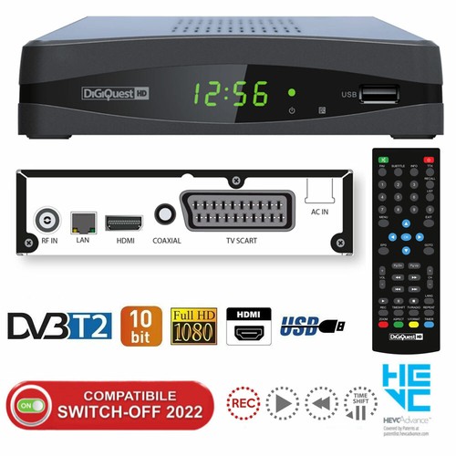 Decoder Digitale Terrestre DVB T2 HD HDMI Ricevitore TV USB H.265 HEVC DVB-T2 - Foto 11 di 12