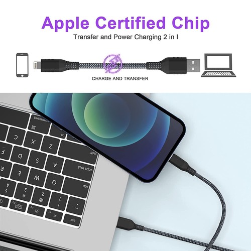 10Ft Fast Charger Cable For iPhone 14 13 12 11 Pro Max iPad mini Nylon Cord BK - Picture 4 of 8