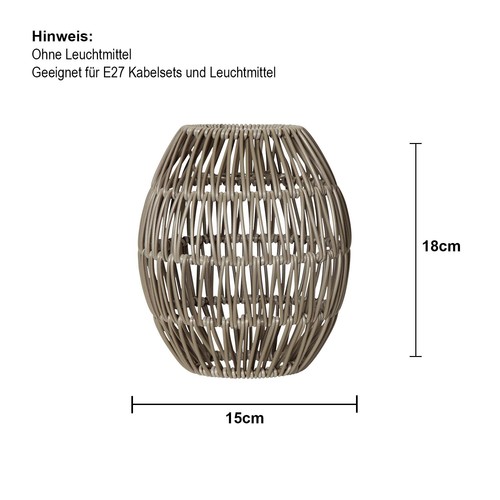 Star Trading Lampenschirm Linde, Rattan, Beige, E27, Außenbereich, 18 cm - Bild 5 von 5