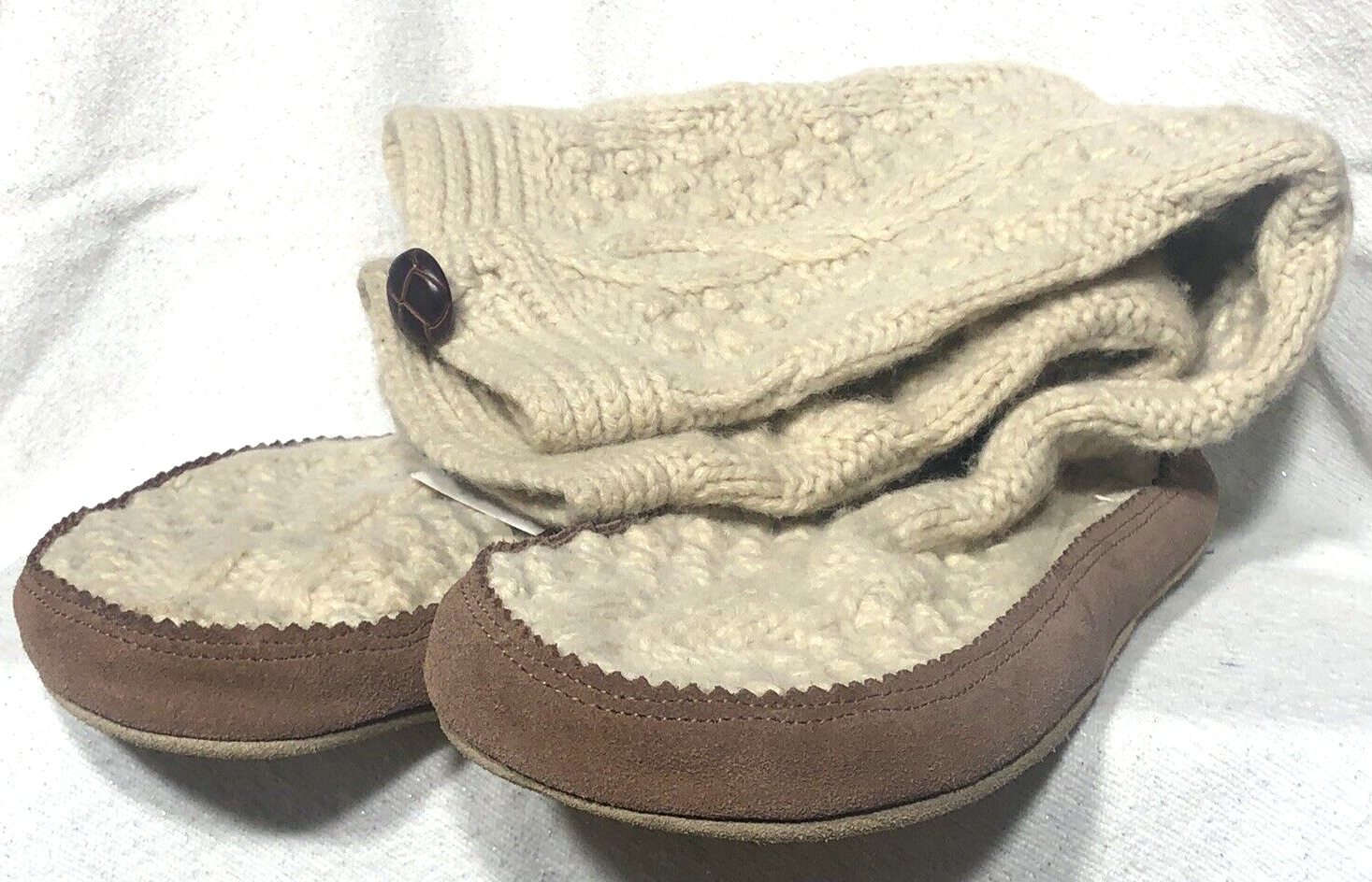 SAOLA J CREW Ciabatte Donna Slouch Calzino 100% Lana Suola Pelle Taglia Large 11 12 Nuove