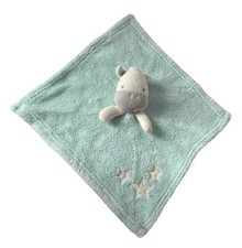 Baby Gear Blue Green Plush Lovey Blanket Secure 15" x 15" Bear Zebra  