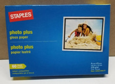 Staples Photo Plus gloss paper 4X6 60 sheets Brand New Sealed