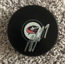 Nick Blankenburg #77 SIGNED Columbus Blue Jackets Logo NHL Hockey Puck - COA