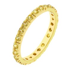 Yellow Gold Plated 2.3mm Cubic Zirconia Eternity Band Ring