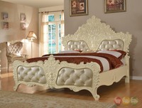 Novara French Ornate Crystal Tufted Queen Bed In Pearl White on sale Novara French Ornate Crystal Tufted Queen Bed In Pearl White on sale